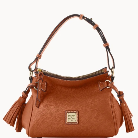 Dooney & Bourke Handbags - Dooney & Bourke Brown Leather Shoulder Bag with Tassels